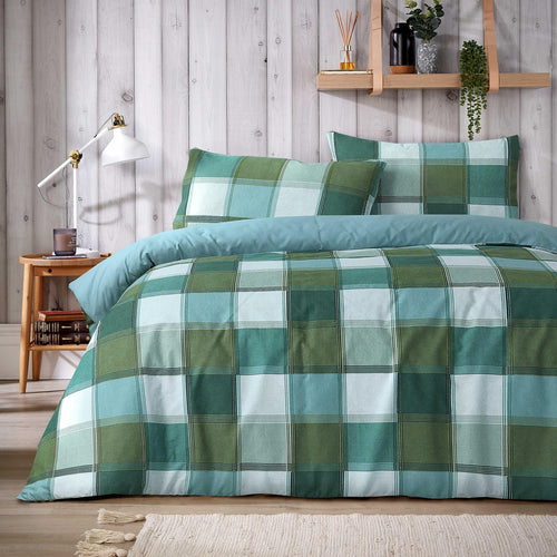 OLIVIA ROCCO Glencoe Check Duvet Cover Set Reversible Polycotton With Pillowcases
