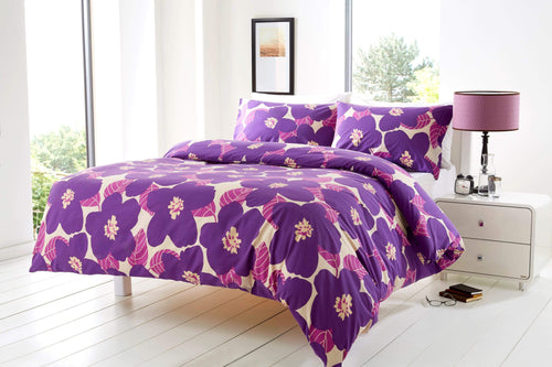 OLIVIA ROCCO Bloomsbury Floral Poppy Cotton Rich King Size Duvet Set With Pillowcases