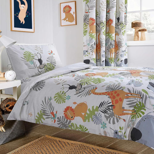 OLIVIA ROCCO Kids Safari Jungle Animal Print Duvet Cover Set With Pillowcase Soft Cosy
