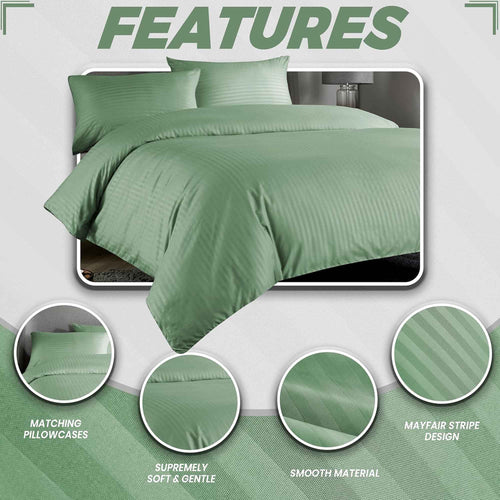 OLIVIA ROCCO Mayfair Stripe Satin Reversible Duvet Cover Set With Comforter Multiple