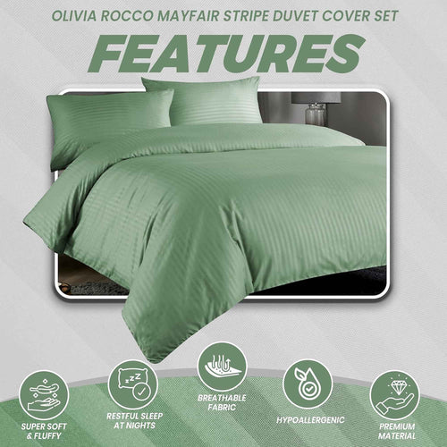 OLIVIA ROCCO Mayfair Stripe Satin Reversible Duvet Cover Set With Comforter Multiple