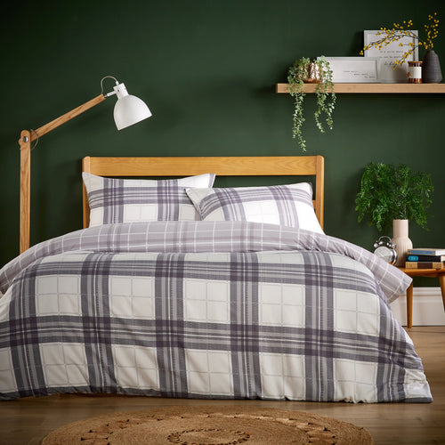 OLIVIA ROCCO Alba Grey Super Soft Flannel Duvet Cover Set With Pillowcases Easy Care