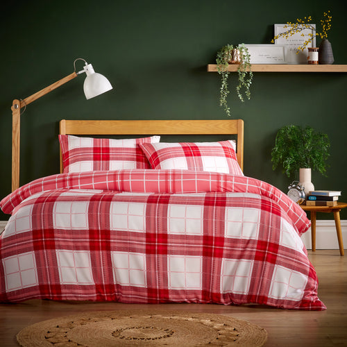 OLIVIA ROCCO Alba Red Super Soft Flannel Duvet Cover Set With Pillowcases Warm Cosy