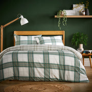 OLIVIA ROCCO Alba Sage Green Super Soft Flannel Duvet Cover Set With Pillowcases Easy Care