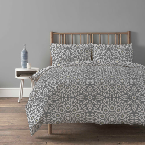 OLIVIA ROCCO Alhambra Grey Duvet Cover Set With Pillow Cases Easy Care Modern Geometric