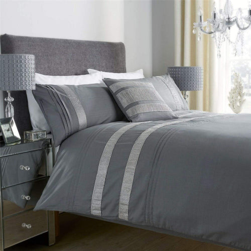 OLIVIA ROCCO Diamante Glitz Cotton Rich Duvet Set With Handwoven Crystal Detailing