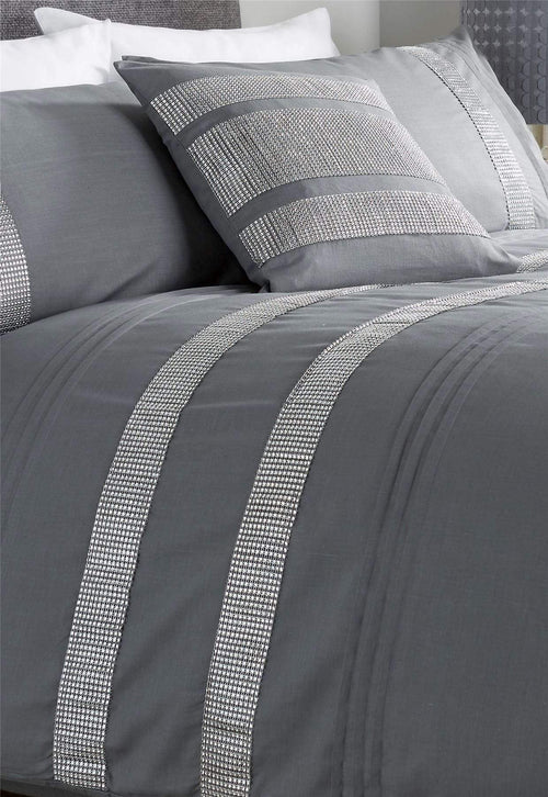 OLIVIA ROCCO Diamante Glitz Cotton Rich Duvet Set With Handwoven Crystal Detailing