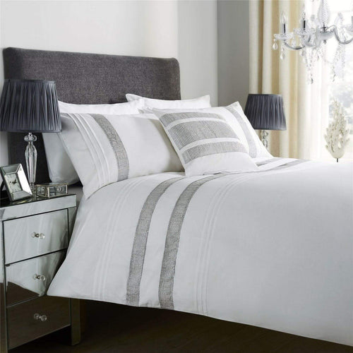 OLIVIA ROCCO Diamante Glitz Cotton Rich Duvet Set With Handwoven Crystal Detailing