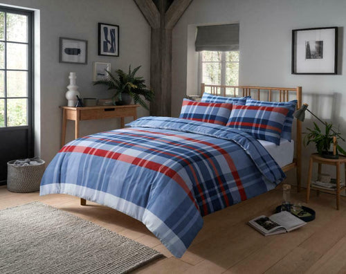 OLIVIA ROCCO Hudson Duvet Set Cotton Rich With Reversible Check Design In Vibrant Colours