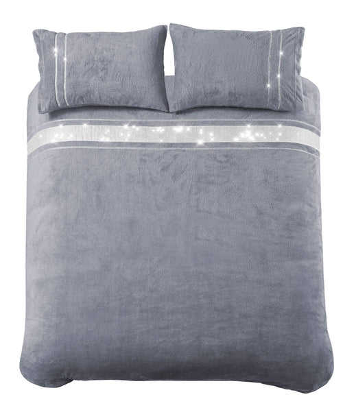 OLIVIA ROCCO Paris Glitz Teddy Fleece Duvet Set Diamante Detailing Super Soft Faux Fur
