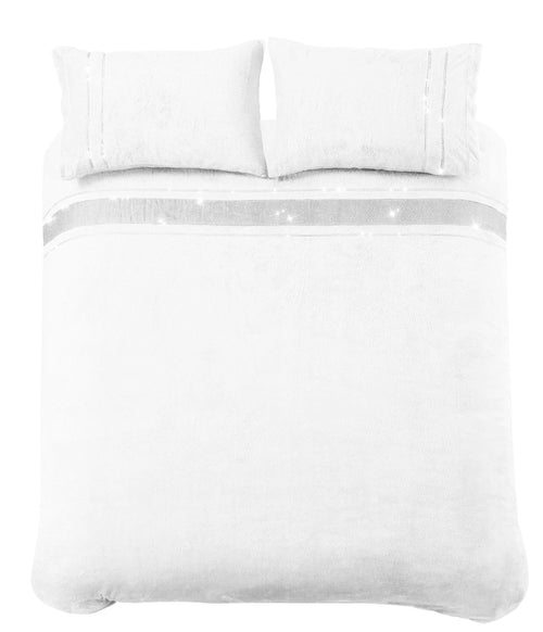 OLIVIA ROCCO Paris Glitz Teddy Fleece Duvet Set Diamante Detailing Super Soft Faux Fur