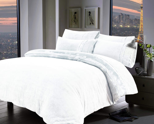 OLIVIA ROCCO Paris Glitz Teddy Fleece Duvet Set Diamante Detailing Super Soft Faux Fur