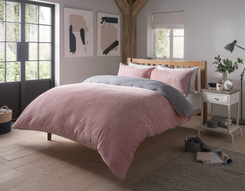 OLIVIA ROCCO Ribbed Fleece Reversible Teddy Duvet Set OEKO-TEX Certified Multiple Sizes