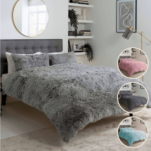 OLIVIA ROCCO Snuggle And Cuddle Faux Fur Duvet Set Extra-Soft Long Pile Winter Warmth