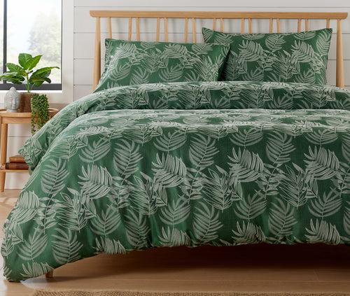 OLIVIA ROCCO Leaf Jacquard Reversible Duvet Cover Sets Grey And Pink Cotton Blend Eco