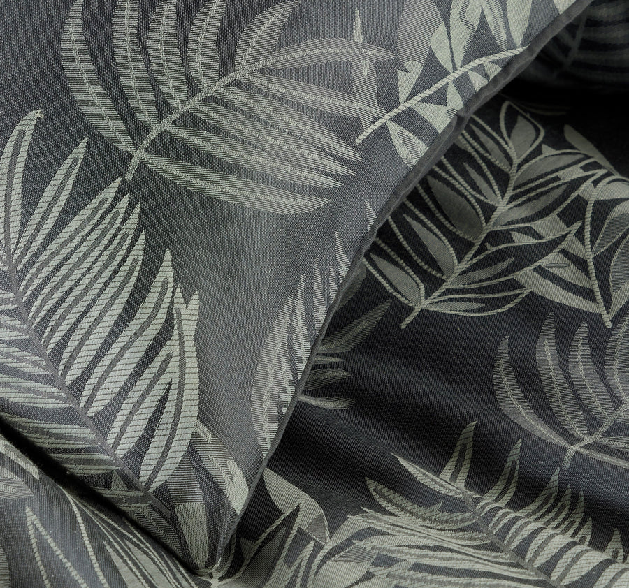 OLIVIA ROCCO Leaf Jacquard Reversible Duvet Cover Sets Grey And Pink Cotton Blend Eco