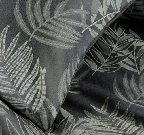 OLIVIA ROCCO Leaf Jacquard Reversible Duvet Cover Sets Grey And Pink Cotton Blend Eco