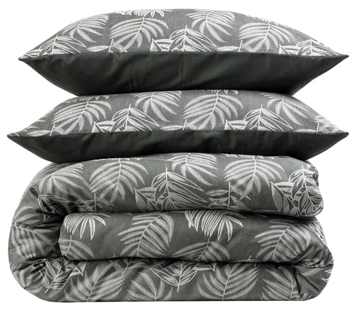 OLIVIA ROCCO Leaf Jacquard Reversible Duvet Cover Sets Grey And Pink Cotton Blend Eco