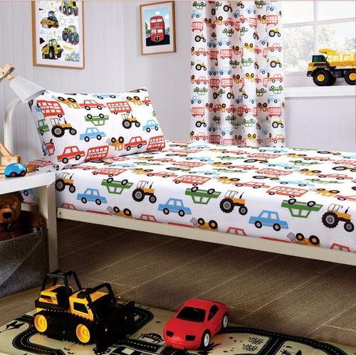 OLIVIA ROCCO Duvet Set Beep Beep Digger Trucks Theme Cotton Blend Matching Pillowcase