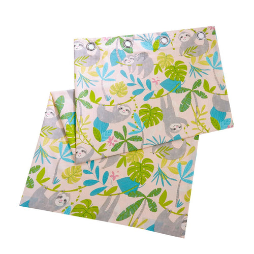 OLIVIA ROCCO Lazy Sloth Kids Duvet Set Soft Cotton Blend And Matching Curtains OEKO TEX