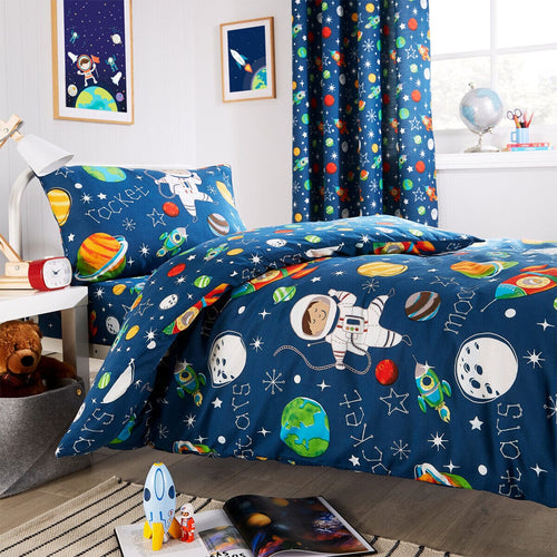 OLIVIA ROCCO Space Explorer Kids Duvet Cover Set With Pillowcase 100% Microfibre Bedroom Refresh Easy-Care Comfort