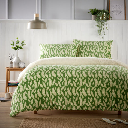 OLIVIA ROCCO Floral Leaves Teddy Duvet Set Reversible Sherpa Fleece Winter Bedding Single