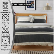 OLIVIA ROCCO Duvet Cover Set Miami Stripes Reversible Hypoallergenic Cotton Blend Grey Super Soft Hotel-Style Finish
