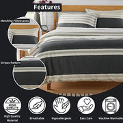 OLIVIA ROCCO Duvet Cover Set Miami Stripes Reversible Hypoallergenic Cotton Blend Grey Super Soft Hotel-Style Finish