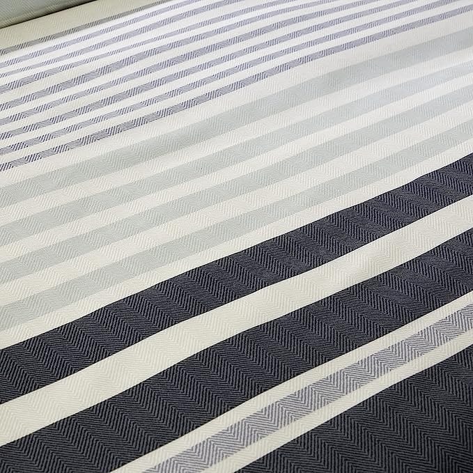 OLIVIA ROCCO Duvet Cover Set Miami Stripes Reversible Hypoallergenic Cotton Blend Grey Super Soft Hotel-Style Finish