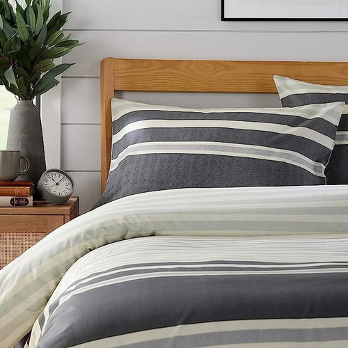 OLIVIA ROCCO Duvet Cover Set Miami Stripes Reversible Hypoallergenic Cotton Blend Grey Super Soft Hotel-Style Finish