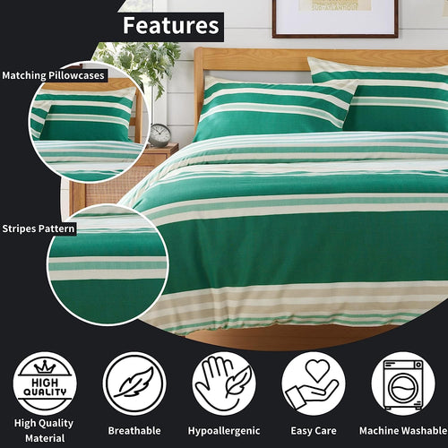 OLIVIA ROCCO Duvet Cover Set Miami Stripes Reversible Hypoallergenic Cotton Blend Grey Super Soft Hotel-Style Finish