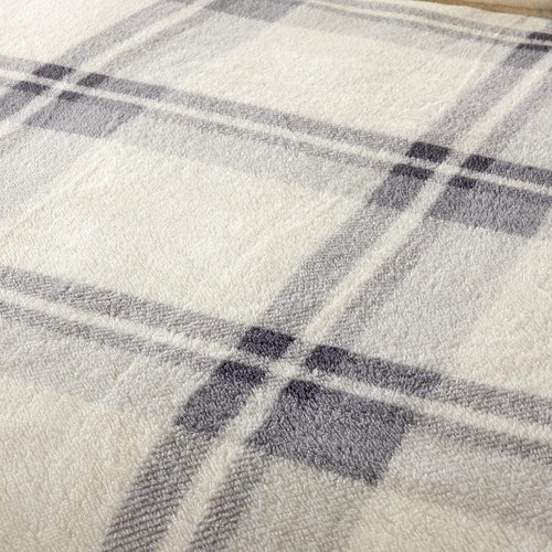 OLIVIA ROCCO Orkney Check Fleece Duvet Set Grey Green Easy Care Wrinkle Resistant