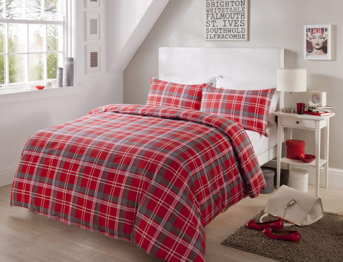 OLIVIA ROCCO Check Pattern Duvet Set Cotton Rich With Pillowcases OEKO-TEX Certified