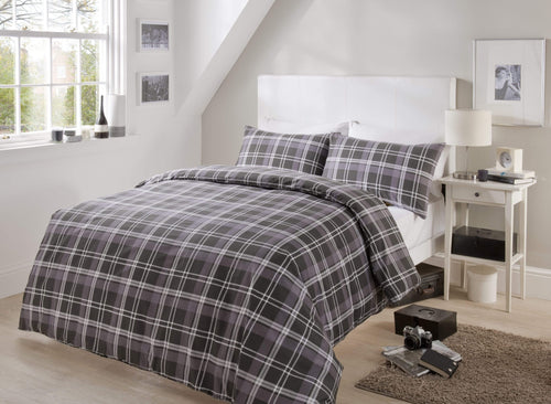 OLIVIA ROCCO Check Pattern Duvet Set Cotton Rich With Pillowcases OEKO-TEX Certified