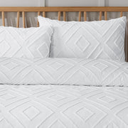 OLIVIA ROCCO Como Tufted Duvet Cover Set With Pillowcases Grey Natural White Easy Care