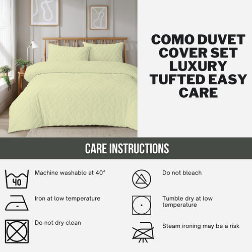 OLIVIA ROCCO Como Tufted Duvet Cover Set With Pillowcases Grey Natural White Easy Care