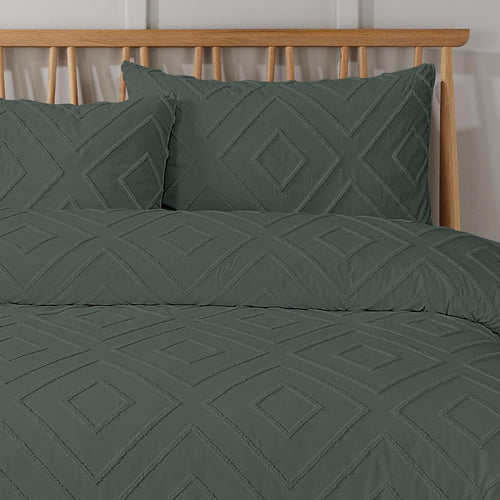 OLIVIA ROCCO Como Tufted Duvet Cover Set With Pillowcases Grey Natural White Easy Care