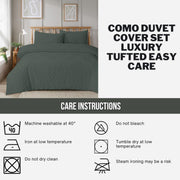 OLIVIA ROCCO Como Tufted Duvet Cover Set With Pillowcases Grey Natural White Easy Care