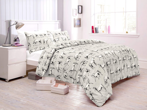 OLIVIA ROCCO Horses Design Cotton Rich Duvet Set Single and Double Sizes Bold Colours
