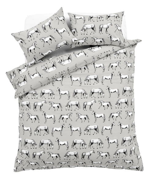 OLIVIA ROCCO Horses Design Cotton Rich Duvet Set Single and Double Sizes Bold Colours