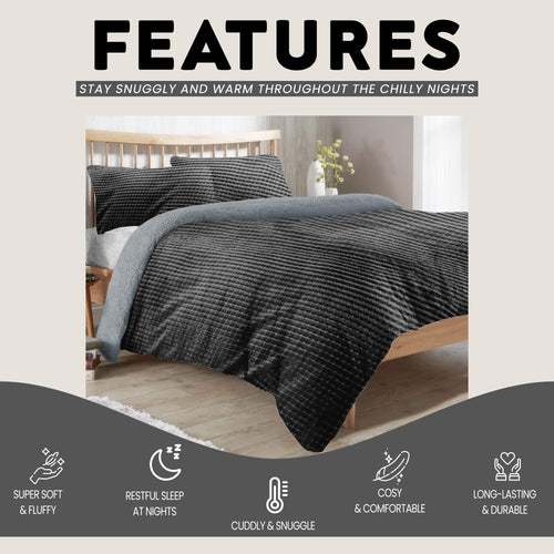 OLIVIA ROCCO Maine Check Fleece Duvet Cover Set Reversible With Pillowcases Super Soft