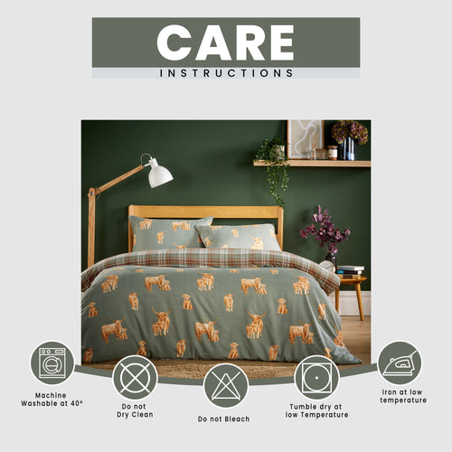OLIVIA ROCCO Highland Cow Super Soft Flannel Duvet Cover Set With Pillowcases Warm Cosy
