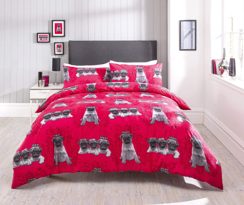 OLIVIA ROCCO Pugs Duvet Cover Set Cotton Rich Bedding With Bold Vibrant Colours Available