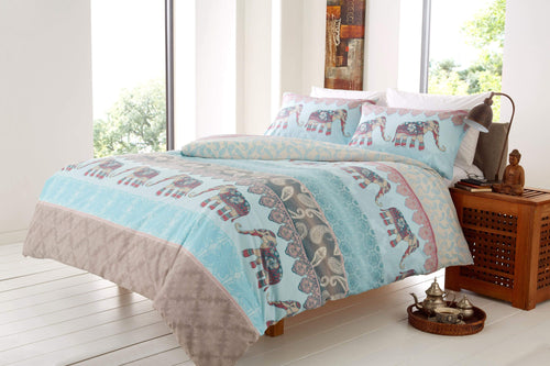 OLIVIA ROCCO Elly Duvet Set Cotton Rich Indian Elephant Design In Bold Colours Available