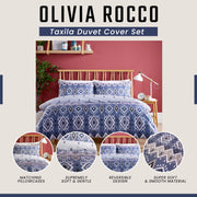 OLIVIA ROCCO Taxila Duvet Cover Set Easy Care Reversible Cotton Mix Super Soft for Everyday Luxury Hotel-Style