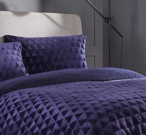 OLIVIA ROCCO Geometric Reversible Teddy Bear Faux Fur Duvet Set Ultra Soft Bedding