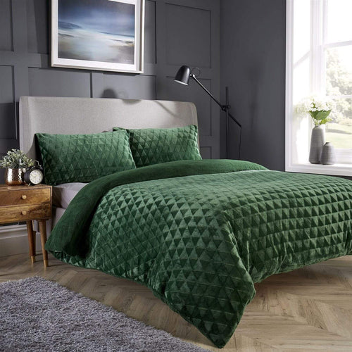 OLIVIA ROCCO Geometric Reversible Teddy Bear Faux Fur Duvet Set Ultra Soft Bedding