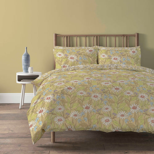 OLIVIA ROCCO Elinor Duvet Cover Set Ochre Floral Printed Bedding With Pillow Cases