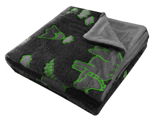 OLIVIA ROCCO Dinosaur Glow In The Dark Teddy Fleece Duvet Set With Bed Throw And Cushion