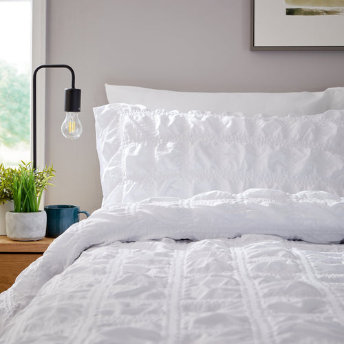 OLIVIA ROCCO Duvet Cover Set Microfibre Quilted White With Pillowcases Easy Care Bedding
